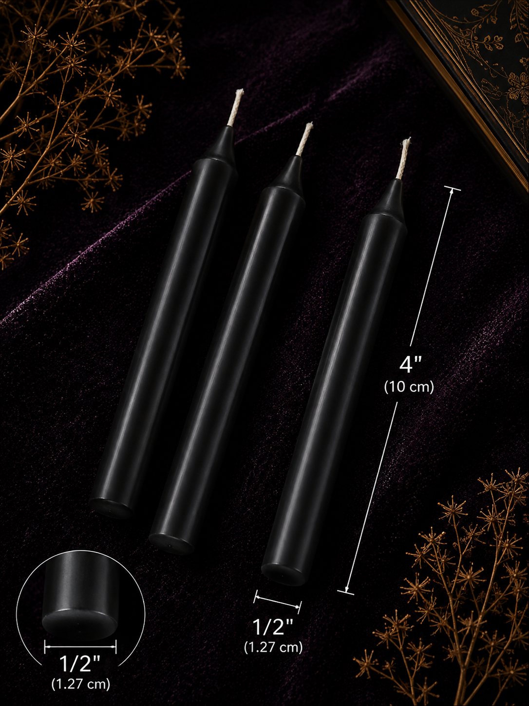Ritual Candles ~ Black, Set of 40