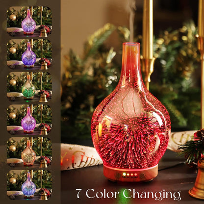 150Ml Handmade Essential Oil Diffuser 6H Runtime | Elegant Handmade Glass Aroma Diffuser with 7-Color Leds, Quiet Aromatherapy and Safe Auto Shut-Off, Perfect for Gifts