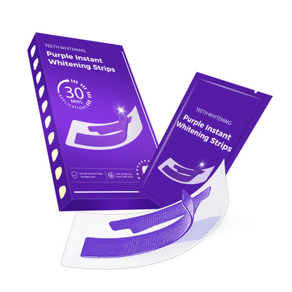 Purple Instant Teeth Whitening Strips – 30 Min Color Correcting Formula, Peroxide-Free &amp; Sensitive-Safe