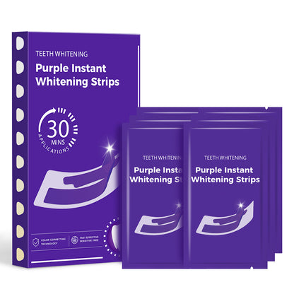 Purple Instant Teeth Whitening Strips – 30 Min Color Correcting Formula, Peroxide-Free &amp; Sensitive-Safe