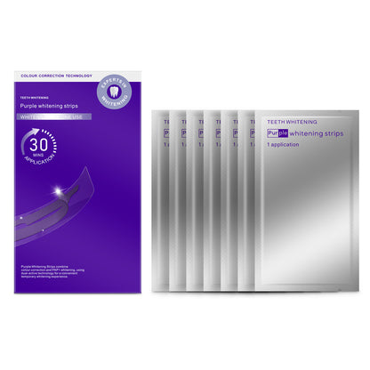 Purple Instant Teeth Whitening Strips – 30 Min Color Correcting Formula, Peroxide-Free &amp; Sensitive-Safe