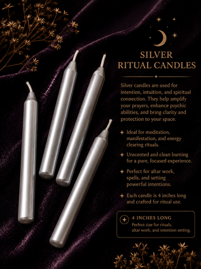 Ritual Candles ~ Silver, Set of 40