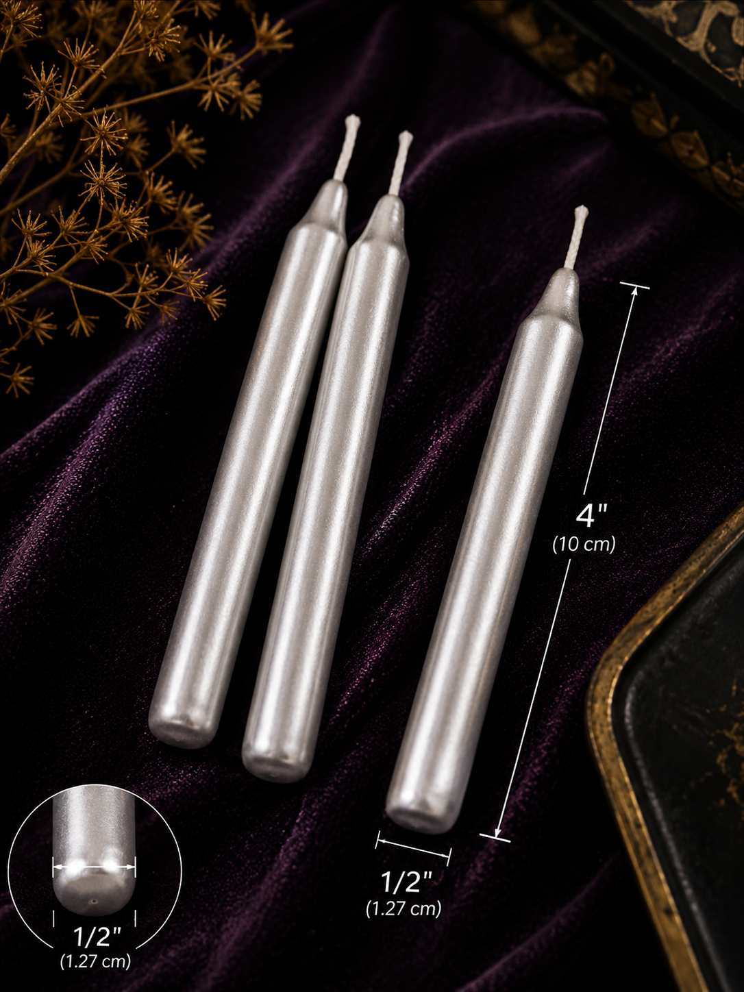 Ritual Candles ~ Silver, Set of 40
