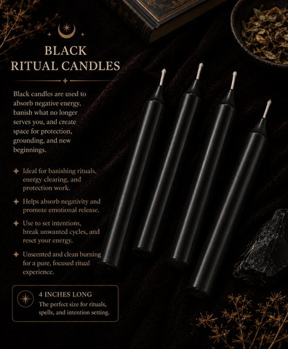 Ritual Candles ~ Black, Set of 40