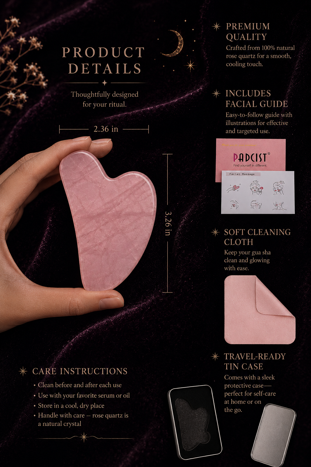 Rose Quartz Gua Sha ~ Ritual Facial Stone