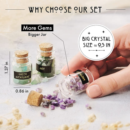 Bulk Crystals and Healing Stones 50 PCS - Real Mini Crystals for Spell Jars | Natural Crystals & Selenite Stick - Healing Crystal Set for Witchcraft Supplies - Beginners Set - Perfect Spiritual Gift