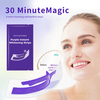 Purple Instant Teeth Whitening Strips – 30 Min Color Correcting Formula, Peroxide-Free &amp; Sensitive-Safe