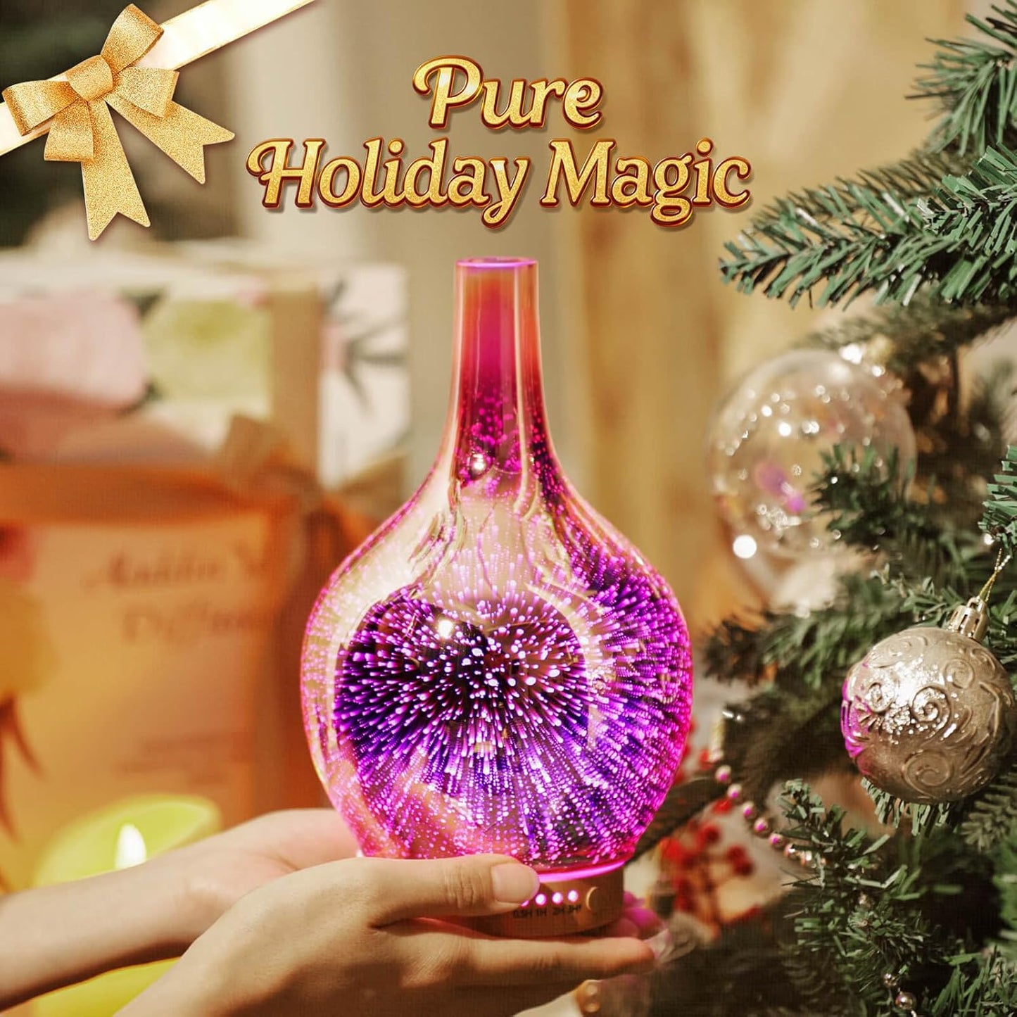 150Ml Handmade Essential Oil Diffuser 6H Runtime | Elegant Handmade Glass Aroma Diffuser with 7-Color Leds, Quiet Aromatherapy and Safe Auto Shut-Off, Perfect for Gifts